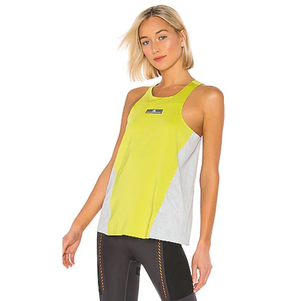 Adidas x Stella McCartney Run Tank Sz M Women’s Yellow Gray Mesh Racerback